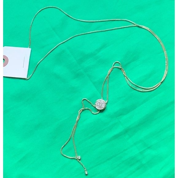 Jewelry - Goldtone Lariat it Crystal Necklace